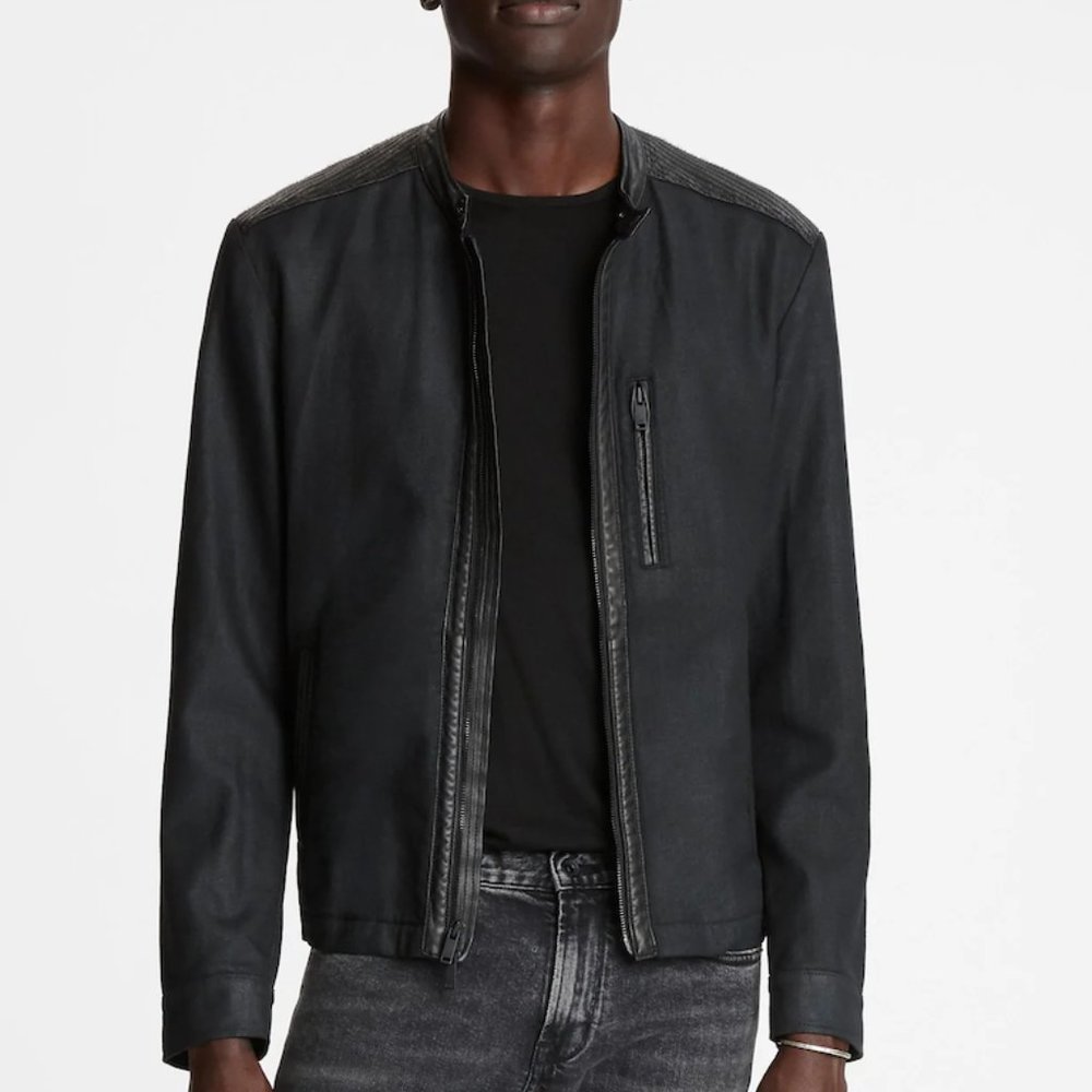 John Varvatos Cory Coated Canvas Jacket, Men, Black, Medium